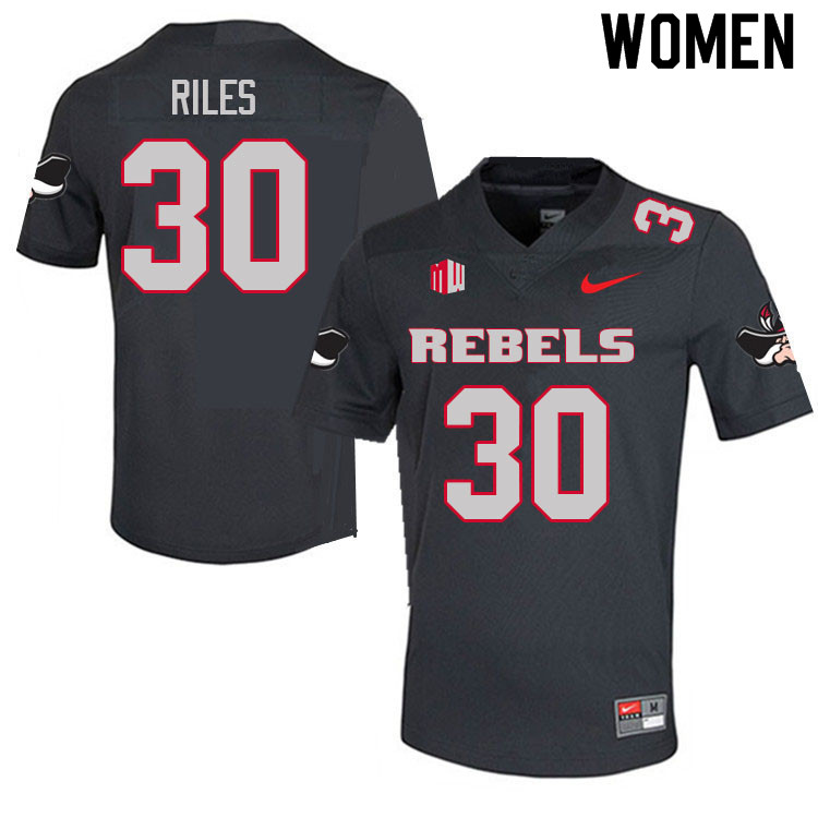 Women #30 Jordan Riles UNLV Rebels College Football Jerseys Sale-Charcoal